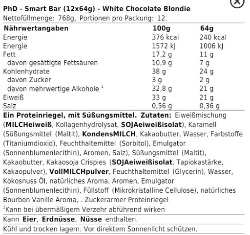PhD Nutrition Smart Bar 12x64g - Fitness Shop - PowerPumperz