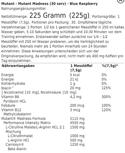 Mutant Madness 225g (30 Serv.) - Fitness Shop - PowerPumperz