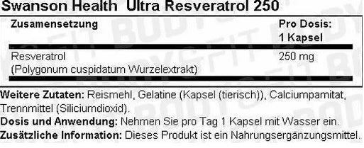 Swanson Resveratrol 30 Kapseln - Fitness Shop - PowerPumperz