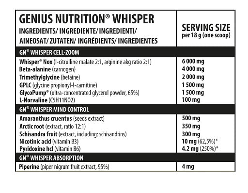 Genius Nutrition Whisper 10x18g Probe - Fitness Shop - PowerPumperz