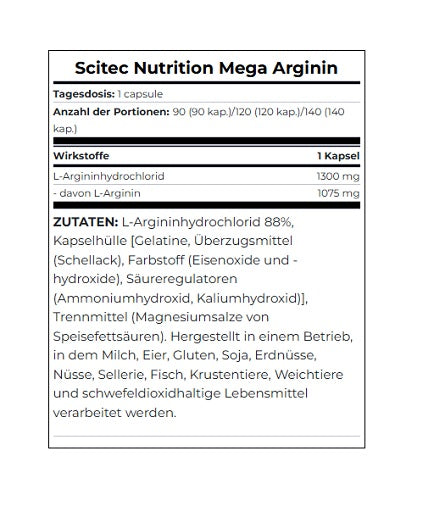 Scitec Mega Arginine 90 Kapsel - Fitness Shop - PowerPumperz