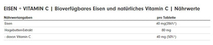 ProFuel EISEN  nat. Vitamin C 180 Tab. - Fitness Shop - PowerPumperz
