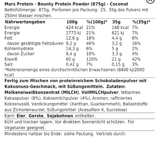 Bounty Protein Powder 875g - Fitness Shop - PowerPumperz