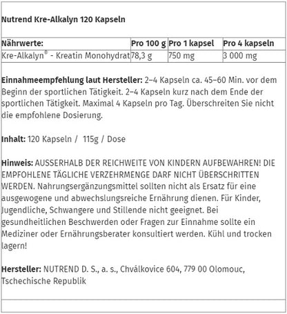 Nutrend Kre-Alkalyn 120 Caps - Fitness Shop - PowerPumperz