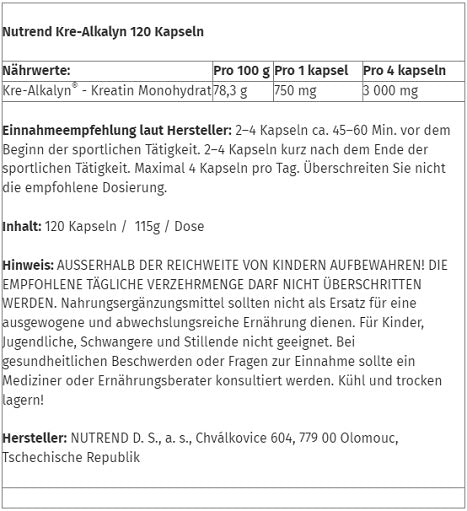Nutrend Kre-Alkalyn 120 Caps - Fitness Shop - PowerPumperz