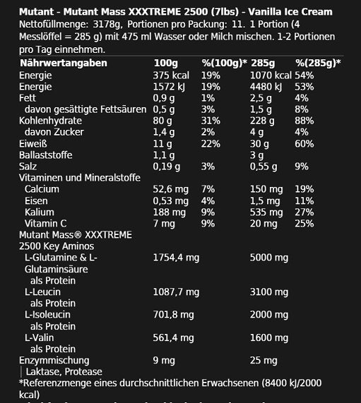 Mutant Mass XXXTREME 2500 - 5,45kg - Fitness Shop - PowerPumperz