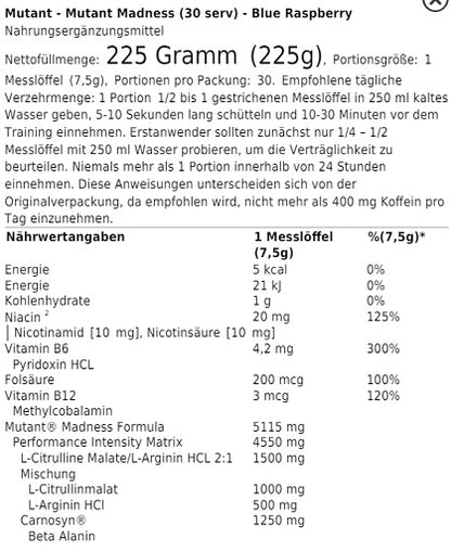Mutant Madness 225g (30 Serv.) - Fitness Shop - PowerPumperz