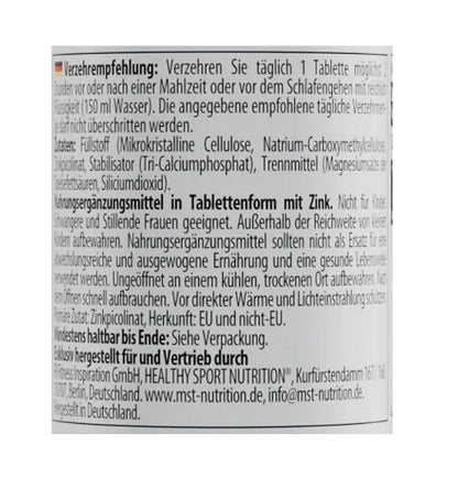 MST - Healthy® Zinc Picolinate 60 Tabletten - Fitness Shop - PowerPumperz