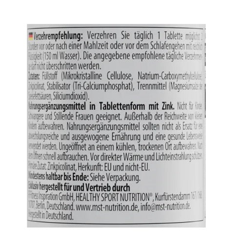 MST - Healthy® Zinc Picolinate 60 Tabletten - Fitness Shop - PowerPumperz
