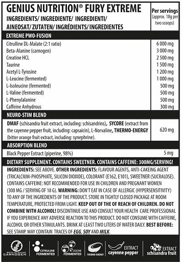 Genius Nutrition Fury Extreme 400g - Fitness Shop - PowerPumperz