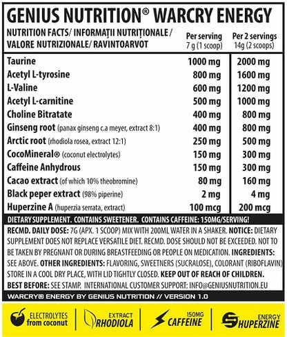 Genius Nutrition - Warcry Energy 300g - Fitness Shop - PowerPumperz