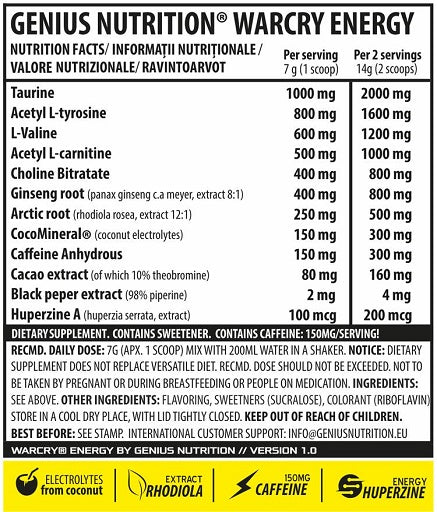 Genius Nutrition - Warcry Energy 300g - Fitness Shop - PowerPumperz