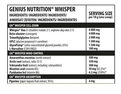 Genius Nutrition Whisper 10x18g Probe - Fitness Shop - PowerPumperz