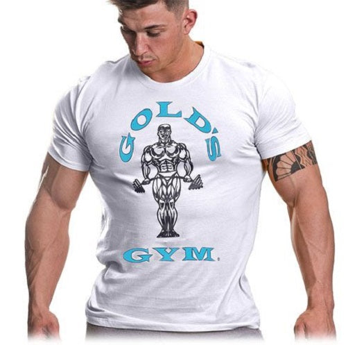 Golds Gym GGTS002 T-Shirt Muscle Joe - White/Blue - Fitness Shop - PowerPumperz