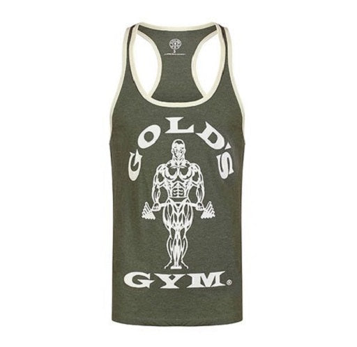 Golds Gym GGVST004 Stringer Joe Contrast - Army/Cream - Fitness Shop - PowerPumperz