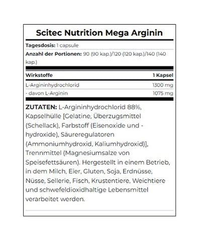 Scitec Mega Arginine 90 Kapsel - Fitness Shop - PowerPumperz