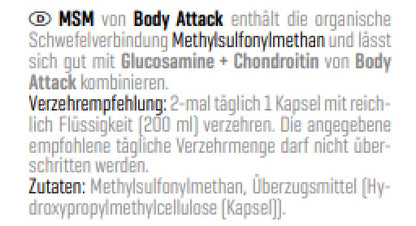 Body Attack MSM 100 Caps - Fitness Shop - PowerPumperz