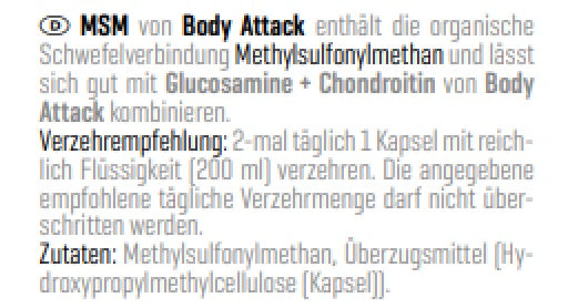 Body Attack MSM 100 Caps - Fitness Shop - PowerPumperz