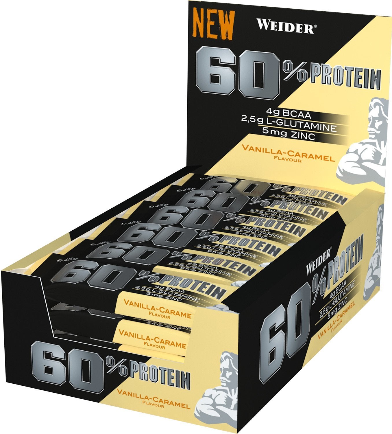 Weider 60% Protein Bar 24x45g OHNE ORIG. VERP.KARTON - Fitness Shop - PowerPumperz