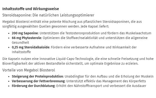 Megabol Biosterol - 30 Kapsel - Fitness Shop - PowerPumperz